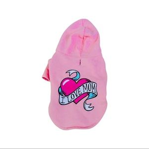 NWT I LOVE MOM Dog Hoddie Pink